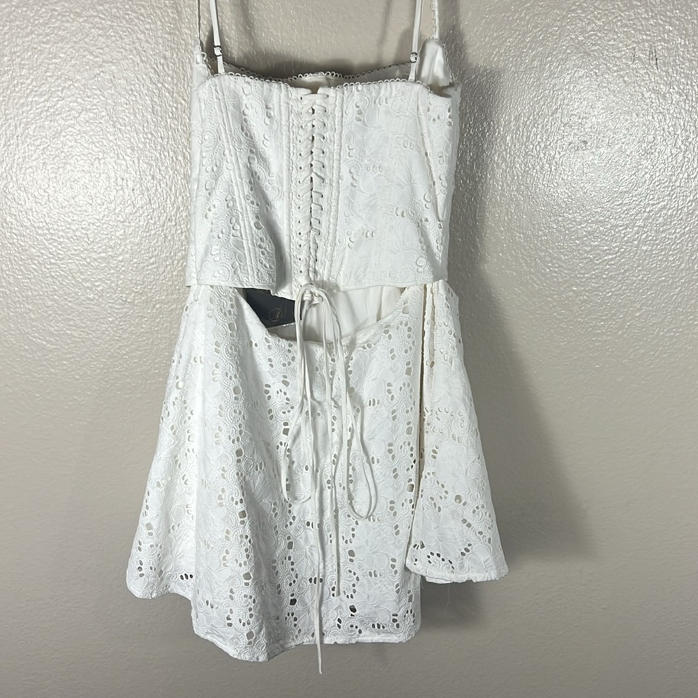 House of CB Elara White Broderie Anglais Mini Dress - Picture 8 of 9